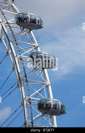 Passagier-Kapseln am London Eye, London, England, Vereinigtes Königreich Stockfoto