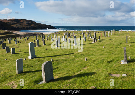 Coastal Friedhof am Dalmore Strand, Isle of Lewis, äußeren Hebriden, Schottland Stockfoto