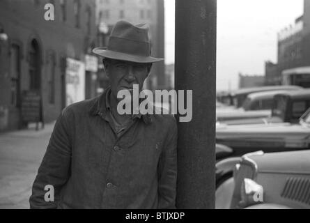 Arbeitsloser Mann, Omaha Nebraska, Foto von John Vachon, November 1938. Stockfoto