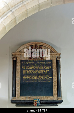 Gedenken an Sir John Lawrence, starb 1638, alte Kirche Chelsea, Chelsea, Südwesten von London, England Stockfoto