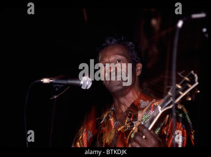 Chuck Berry auf der Bühne im Ritz, New York City, 25. Juni 1986. Foto von: Karen Petersen/Everett Collection Stockfoto