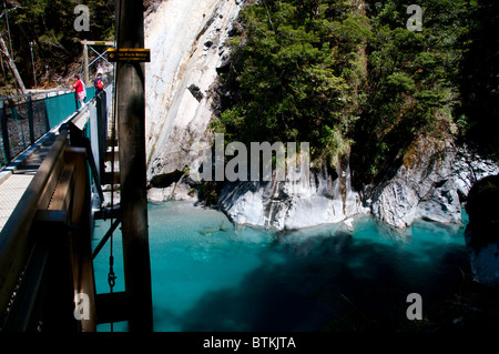 Blau-Pools, blau & Makarora River, Sh 6, 8km Makarora, Haast Pass, Haast River, Südinsel, Neuseeland Stockfoto