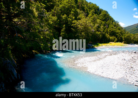 Blau-Pools, blau & Makarora River, Sh 6, 8km Makarora, Haast Pass, Haast River, Südinsel, Neuseeland Stockfoto