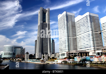 Ansicht von Minato Mira 21 Bezirk und Landmark Tower Yokohama Japan Stockfoto