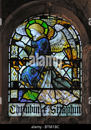 "Cherubim und Seraphim", Detail des "Te Deum" Ostfenster. Kirche des Hl. Andreas, Dent, Dentdale, Yorkshire Dales. Stockfoto