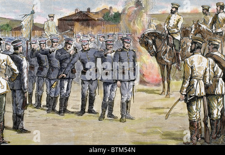 Alexander von Battenberg (1857-1893). Prinz von Bulgarien (1879-1886).  Schande Strunski Regiment, das Prince im Jahr 1886 abgesetzt. Stockfoto