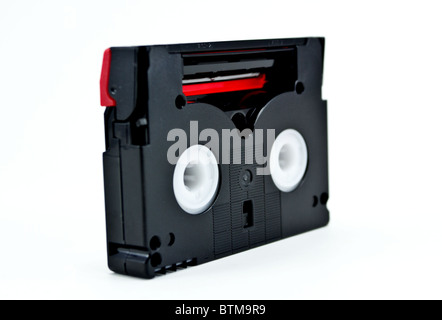 Mini-DV-Kassette auf dem weißen Hintergrund isoliert Stockfoto