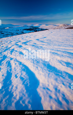 Schottland, Schottisches Hochland, Cairngorm National Park. Am späten Nachmittag Licht erhellt die sanften Hügeln der Cairngorms Stockfoto