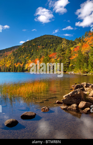 Herbstliche Ansicht bei Bubble Pond in Acadia National Park, Maine, USA Stockfoto