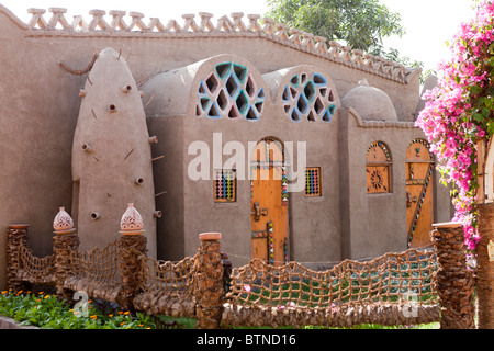 Nubische Stilhaus in Oberägypten, Bereich Assuan, Ägypten. Stockfoto