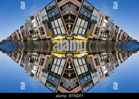 Collage aus moderner Architektur mit einzigartige Fassaden in Scheepstimmermanstraat Borneo Insel Amsterdam Stockfoto