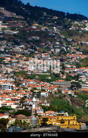 Panorama der Altstadt Funchal mit Fort Sao Tiago Madeira Portugal Stockfoto