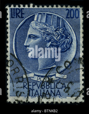 Italien - ca. 1959: Eine Briefmarke gedruckt in Italien zeigt Bild gewidmet der Republica Italiana ca. 1959. Stockfoto