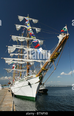 Mexikanische Marine Segel-Schulschiff ARM Cuauhtémoc in Rio De Janeiro für den Start von Velas Sudamerica 2010 Regatta. Stockfoto