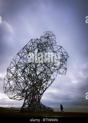 Antony Gormley neue Skulptur namens Exposition am Deich in Lelystad in den Niederlanden Stockfoto