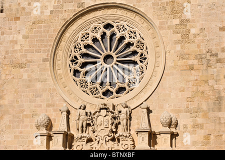 Die Kathedrale von Otranto, Apulien, Italien, Details der Renaissance-Rosette Stockfoto