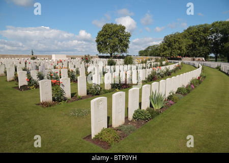 Blick über das Heiligtum Holz Commonwealth Friedhof in der Nähe von Hooge, Flandern, Belgien. Stockfoto