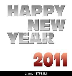 Frohes neues Jahr 2011 Beschriftung auf weißem Hintergrund Stockfoto