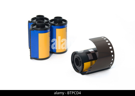 Isolierte 35mm Filmrolle in weißem Hintergrund Stockfoto