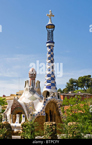 Gebäude in Antonio Gaudi Parc Güell Stockfoto