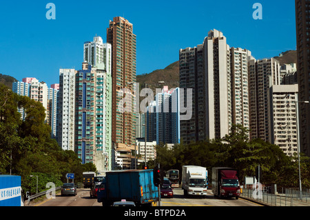 Asien, China, Hongkong, Gehäuse Turm blockiert Kowloon Stockfoto