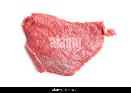 rohes Rindfleischsteak auf weißem Hintergrund Stockfoto