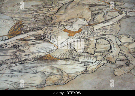 Eingelegten Marmorboden im Duomo di Siena Stockfoto