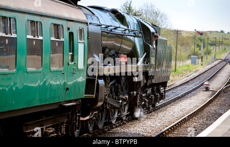 "Eddystone" Dampflokomotive arbeitet an der Swanage Railway.England nur das Ziehen von Corfe Dorf entfernt Stockfoto