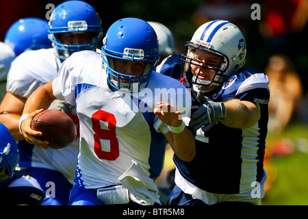 Frankfurt am Main - Juli 31 Finnland schlägt Großbritannien 32-9 während der Europameisterschaft am 31. Juli 2010. Stockfoto