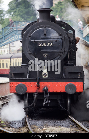 53809 Dampfzug an Pickering Zug Station North Yorkshire Moors England UK Stockfoto