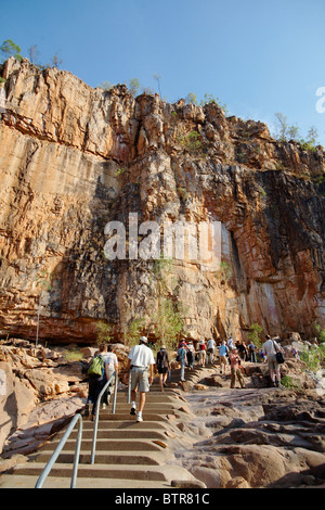Australien, Katherine Gorge, Nitmiluk National Park, Leute zu Fuß Schritte Stockfoto