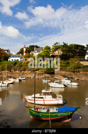 Leuchtturm auf Rive Droit Bank, Doelan, Finistere, Bretagne, Frankreich, Europa Stockfoto