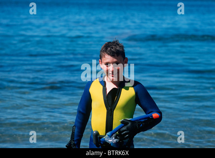 Neunjährige Freitaucher. Plum Cove - Gloucester, Massachusetts - Atlantischer Ozean - USA Stockfoto