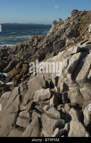 Vela-Küste. Cangas, Pontevedra, Galicien, Spanien. Stockfoto