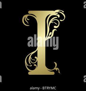 Alphabetische Buchstabe I, in gold Stockfoto