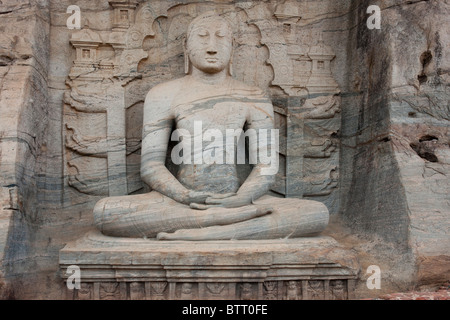 Sitzende Gal-Vihara Samadhi Statue, Polonnaruwa, Sri Lanka Stockfoto