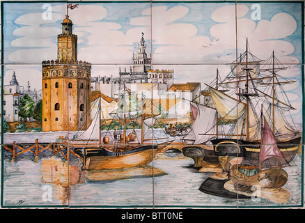 Torre del Oro Sevilla Spanien Fluss Rio Guadalquivir Maurenstadt Stockfoto