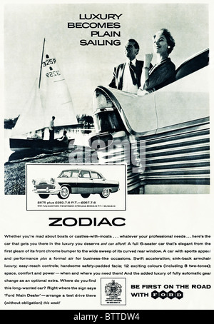 Ganzseitige Anzeige im englischen Magazin ca. 1960 für Ford Zodiac Auto- Stockfoto