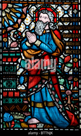 Ein Buntglasfenster von Alexander Gibbs (1867), das Abraham, die Kirche St. Peter und St. Paul, Heytesbury, Warminster, Wiltshire, darstellt Stockfoto