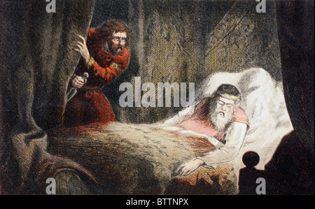 Macbeth zu König Duncan in Macbeth von William Shakespeare zu ermorden. Stockfoto