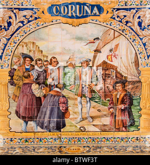 König Don Carlos 1 Coruna Plaza de Espana Sevilla Spanien Andalusien Coruna Stockfoto