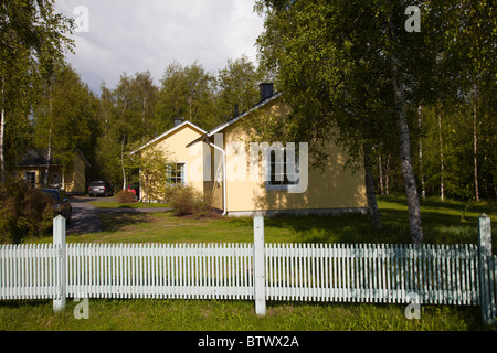 Ferienhütten zum Mieten an der Nallikari Holiday Village Oulu Finnland Stockfoto