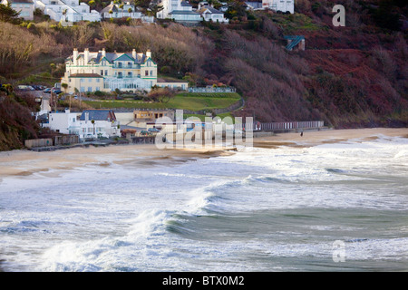 Carbis Bay; Brechenden Wellen; Cornwall Stockfoto