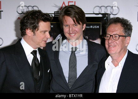 COLIN FIRTH TOM HOOPER GEOFFREY RUSH DES KÖNIGS REDE ENSEMBLE TRIBUT. AFI FEST 2010 HOLLYWOOD LOS ANGELES KALIFORNIEN VEREINIGTE STAATEN Stockfoto