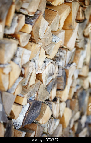 Brennholz aus Birke Protokolle schließen sich - Hintergrund Stockfoto