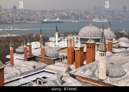 Die Schornsteine auf den Dächern der Harem, Topkapi Palast, Istanbul, Türkei Stockfoto