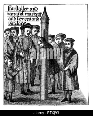 Ein Forestaller an den Pranger, ca. 1497; Schwarz und weiß-Abbildung; Stockfoto
