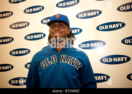 New Yorker Met Baseball Shortstop Jose Reyes auf ein Werbe-Auftritt bei Old Navy in New York Stockfoto