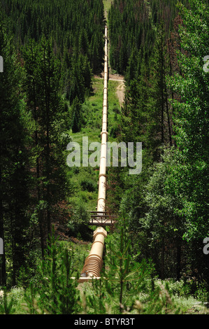 Wasser-Ablenkung-Pipeline, Fraser River Basin, Fraser, Colorado Stockfoto