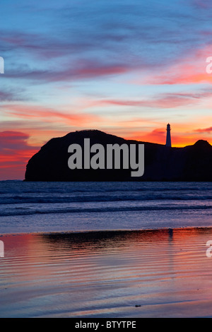 Sunrise, Castle Point Lighthouse, Castlepoint, Wairarapa, Nordinsel, Neuseeland Stockfoto